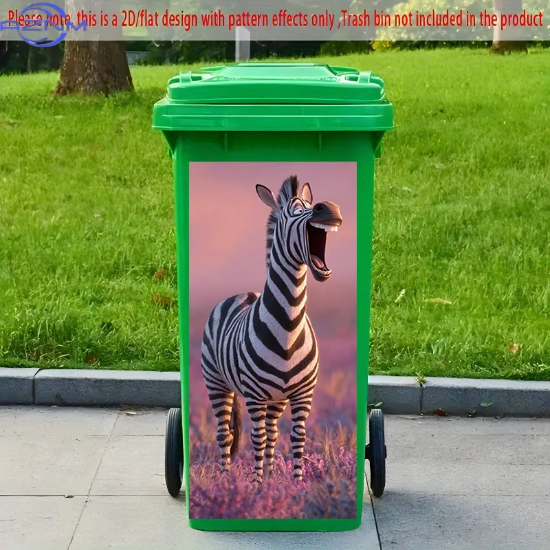 2D Flat Printing 1pc 2D Pattern Printed Kitchen Trash Can Sticker xcm Zebra Laughing Out Loud Themed Kitchen Home Decor Wallpa