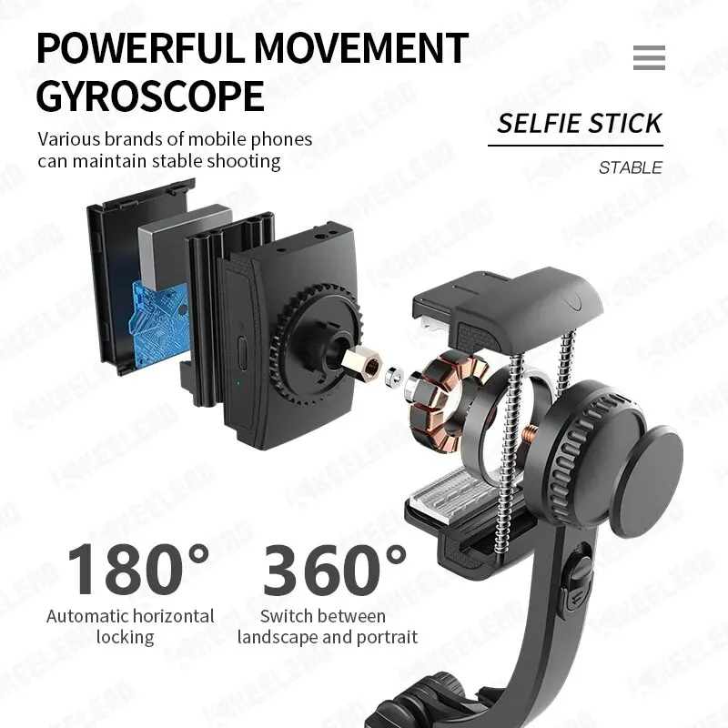 Stabilisateur de vidéo mobile pour smartphone, perche à selfie Bluetooth, trépied, prise de vue verticale en direct, support rapide