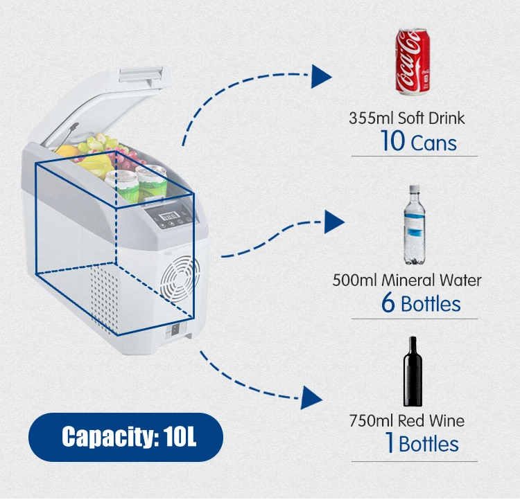 Hot Selling 10L Car Fridge Portable Compressor 12 Volt Mini Armrest Refrigerator with Dual Cup Holder