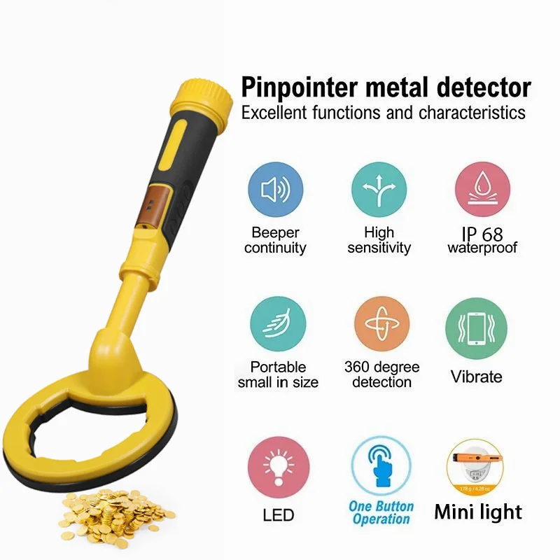 2 in 1 voll wasserdichter Hand-Pin pointer Unterwasser-Gold metall detektor Finder Puls induktion de Metall holster LED