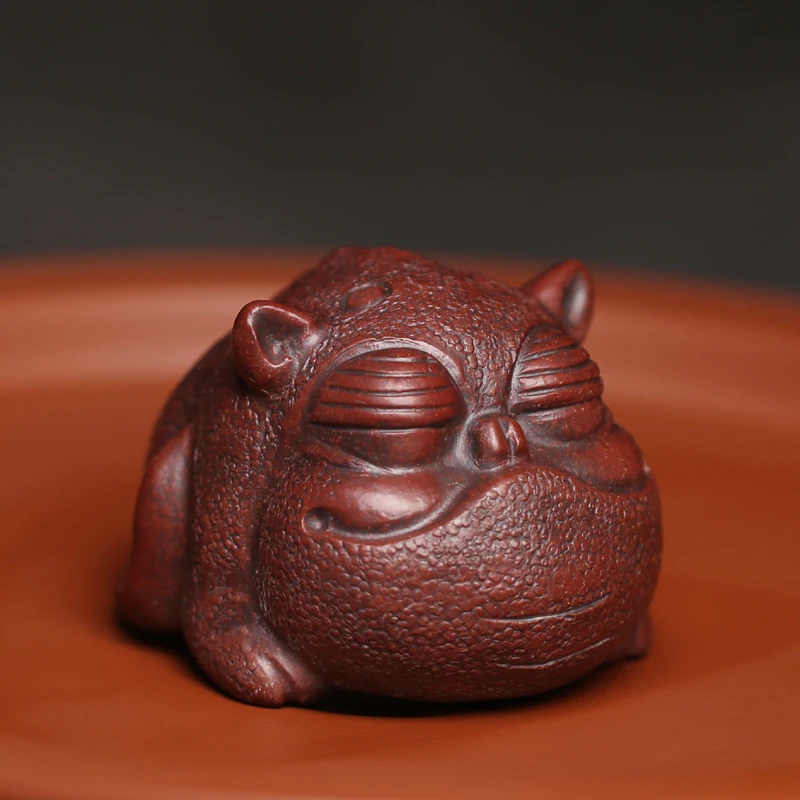 Fabulous Wild Beast Cute Red Tea Pet Spirit Figurines Tea Ceremony Utensils Chinese Room Decoration Accessories Zen Animal