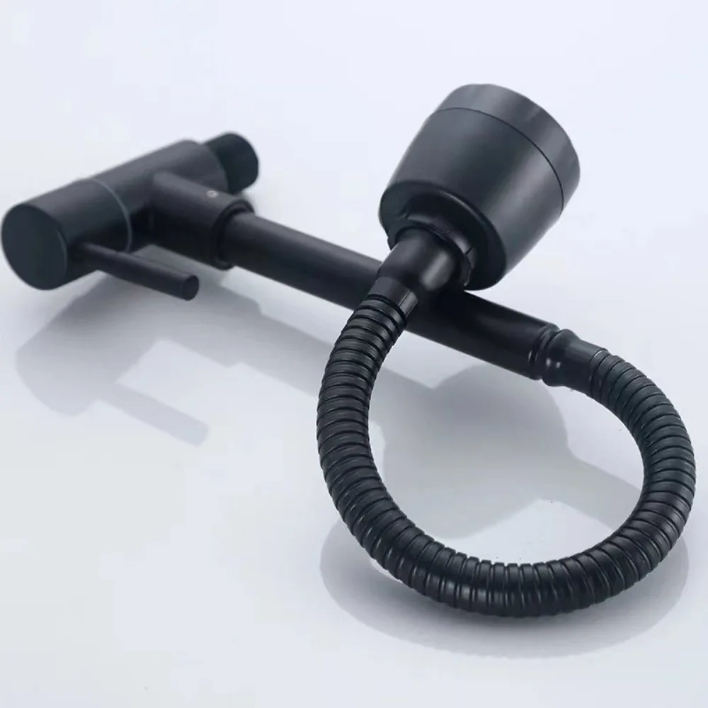 Universal Plastic Kitchen Faucet Rotating Flexible Single Cold Water Taps Black Single Handle Water Tap Nozzle Tap Sink