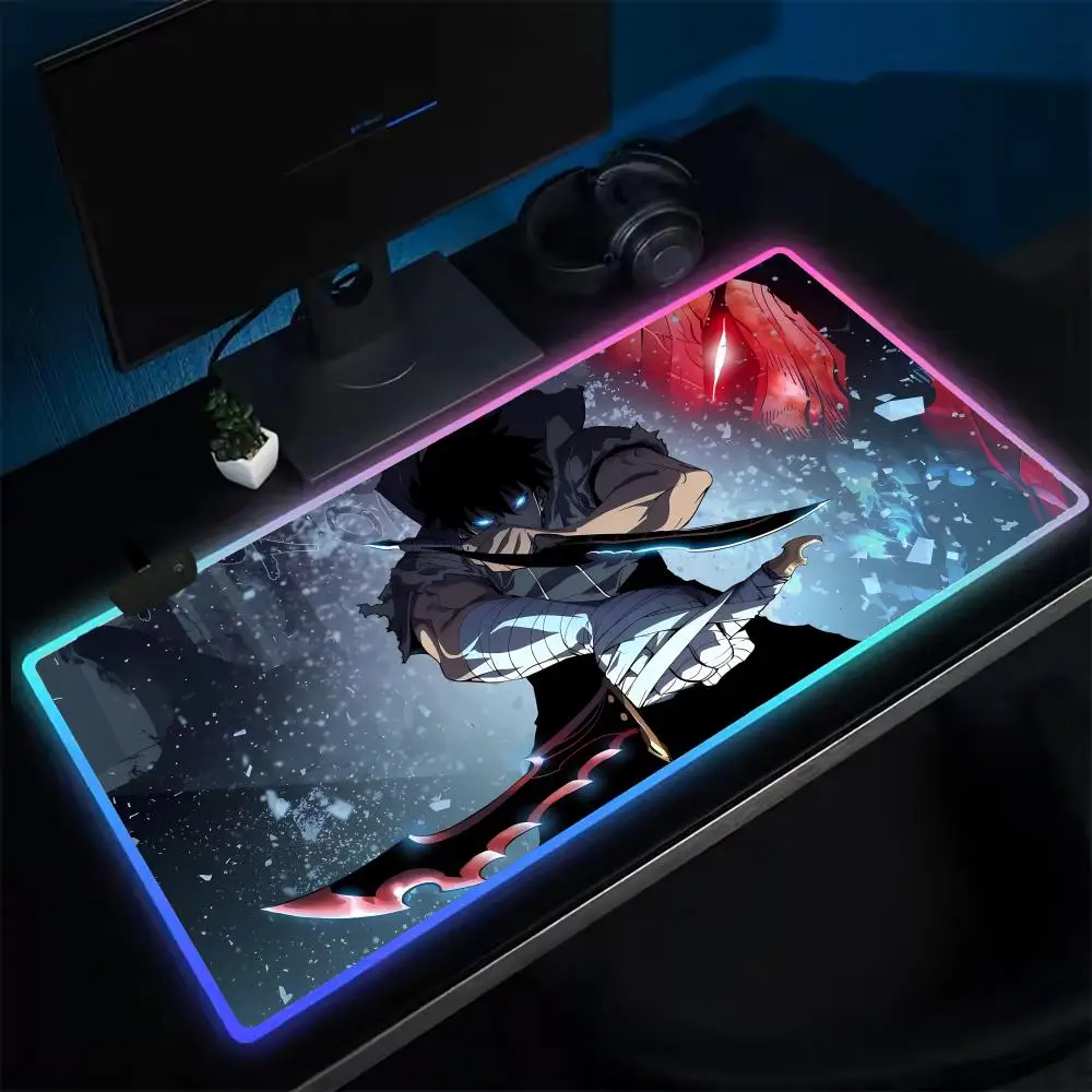 Anime Single upgradeS Mouse Pad Anime Gaming Mouse Pad LED Table Pads Backlit Rubber Desktop XXL RGB Desk Mats