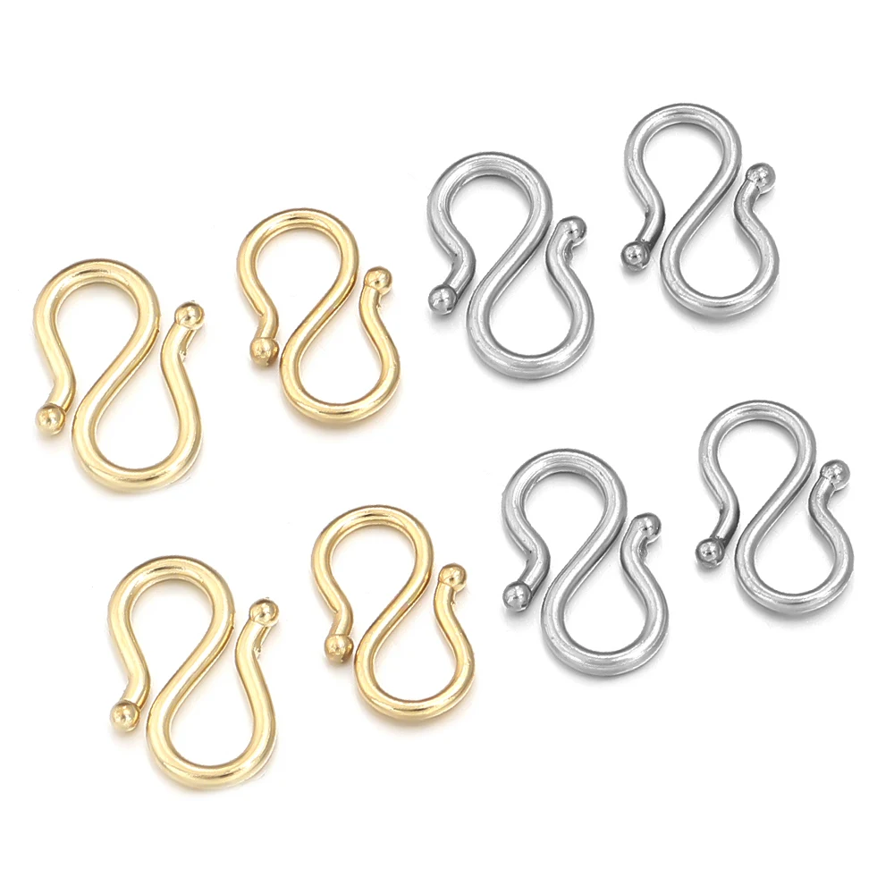 20Pcs Stainless Steel Gold Color S M Shape End Clasps Hooks Chain Connectors For Bracelet Necklace DIY Jewelry Making Supplies