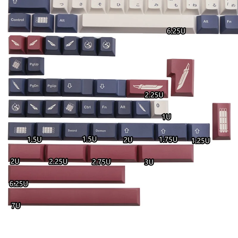 142 Tasten GMK Demon Sword Tastenkappen Cherry Profile Dye Sublimation PBT Tastenkappe für MX mechanische Tastatur 61/64/66/84/87/96/980/104