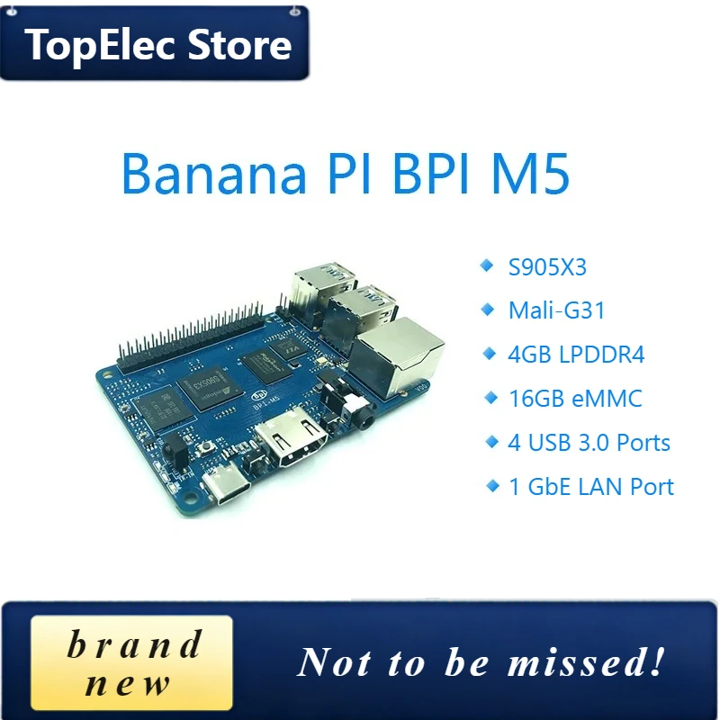 TopElec Banana PI BPI M5 New Generation Single Board Computer Amlogic S905X3 Design