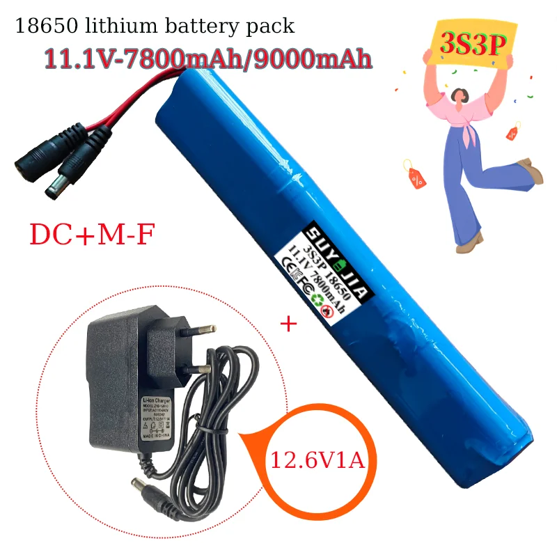 

18650 11.1V/12V 7800mAh 3S3P Long Strip Lithium Battery Pack with Protective Plate Suitable for Cervical Massager Smart Speaker