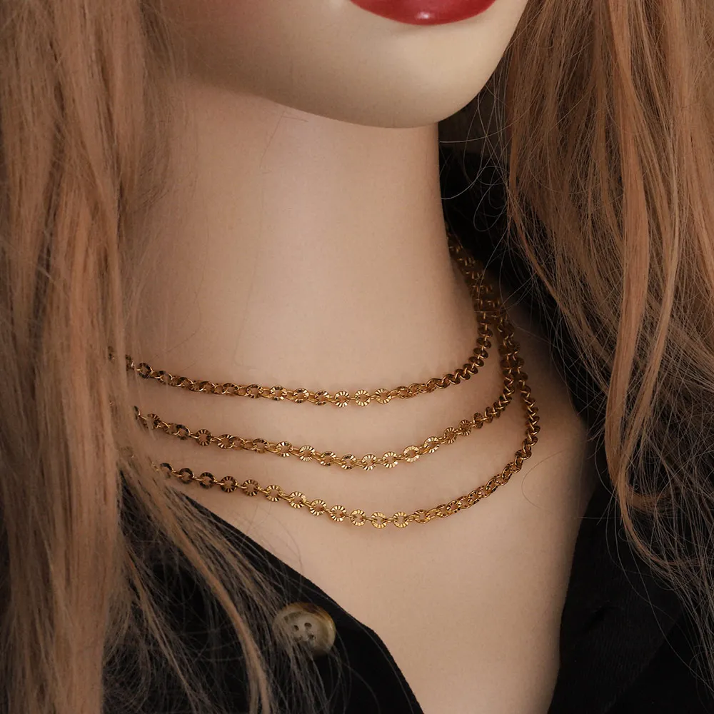 2m Lot Stainless Steel O Shape Oval Chain Cross Plated Gold Chains Link Roll for Jewelry Making DIY Necklace Bracelet Supplies
