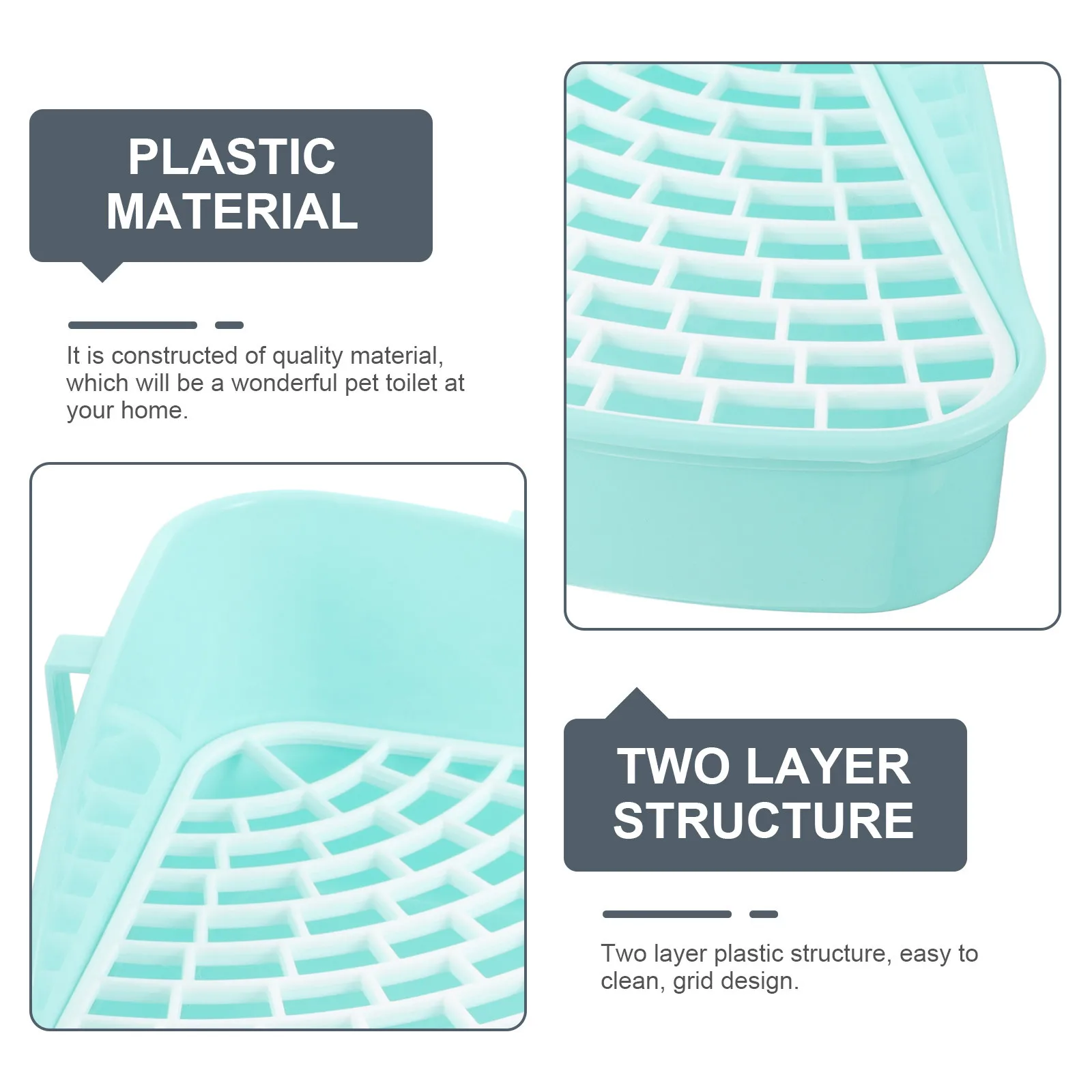 

Plastic Pet Litter Box Triangle Corner Design Rabbit Potty Pan Training Aid for Small Animals Splash Resistant