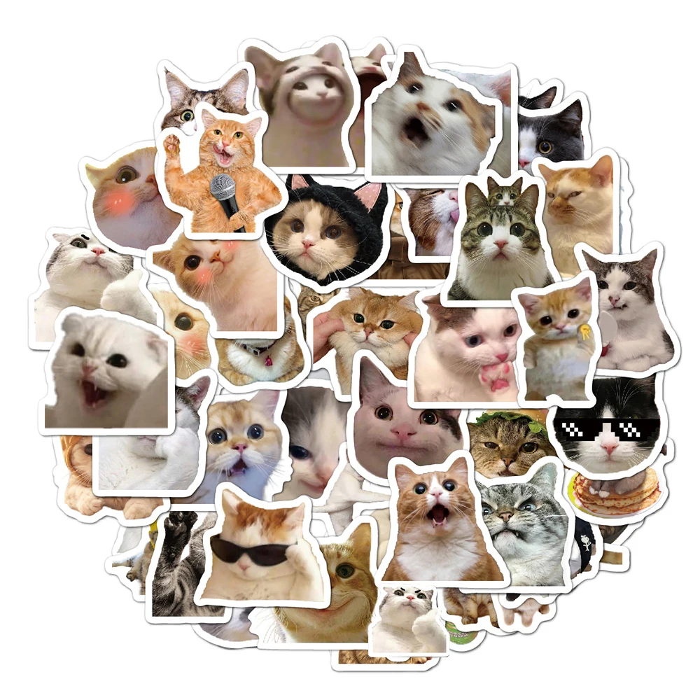 

10/30/50pcs Funny Kawaii Cat Meme Mood Graffiti Stickers Decals Kids Toy Motorcycle Laptop Phone Suitcase Car Decoration Sticker