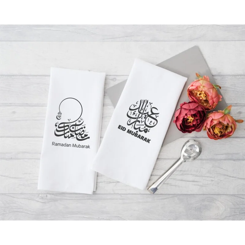 2025 white soft Ramadan Hand Towel Ramadan Tea Towels Ramadan Decoration Eid Mubarak Islamic Kitchen decoration Gift for Muslim