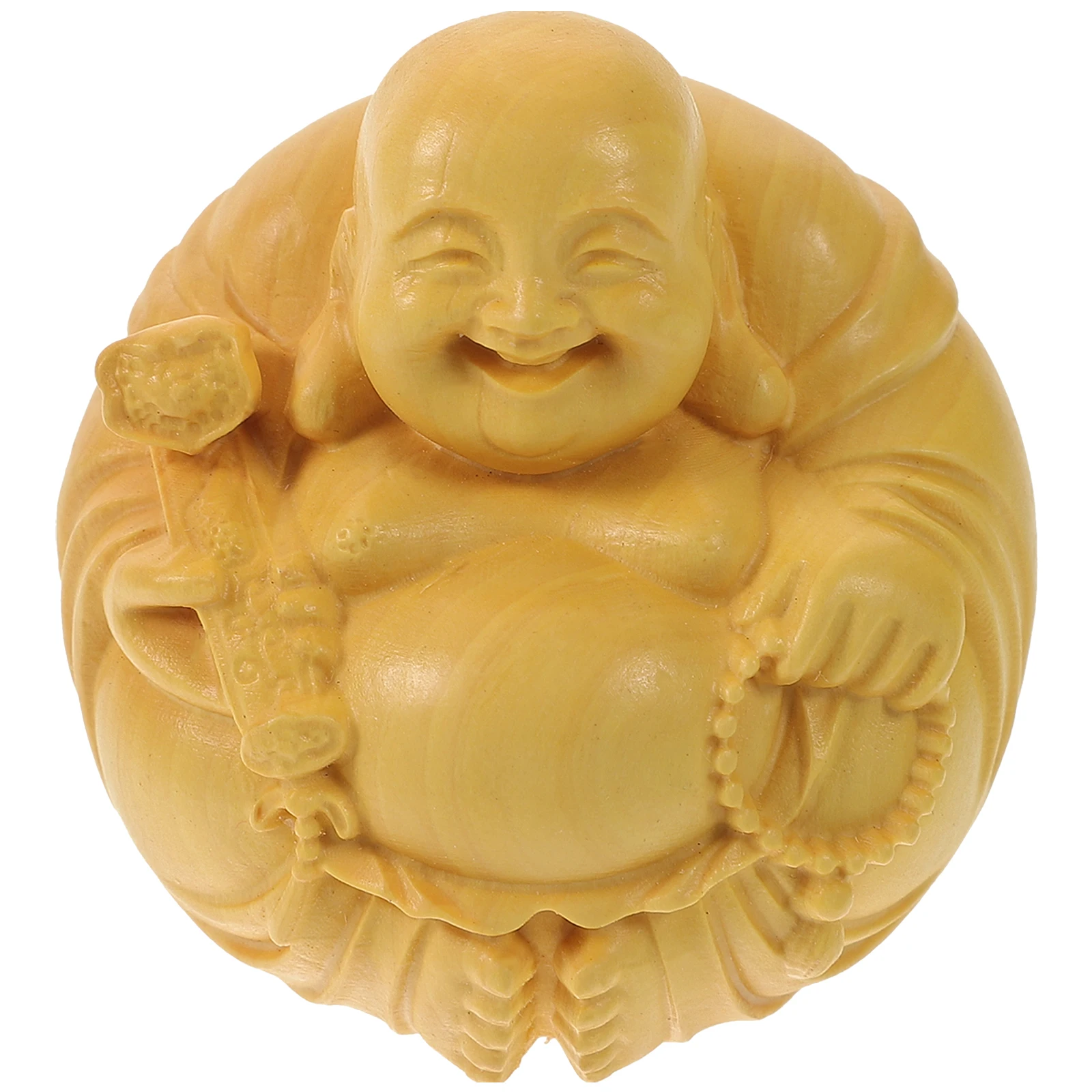 

Boxwood Maitreya Buddha Handpiece 5cm Creative Carved Decor Desktop Ornament Exquisite Wooden Craft Adornment Statue
