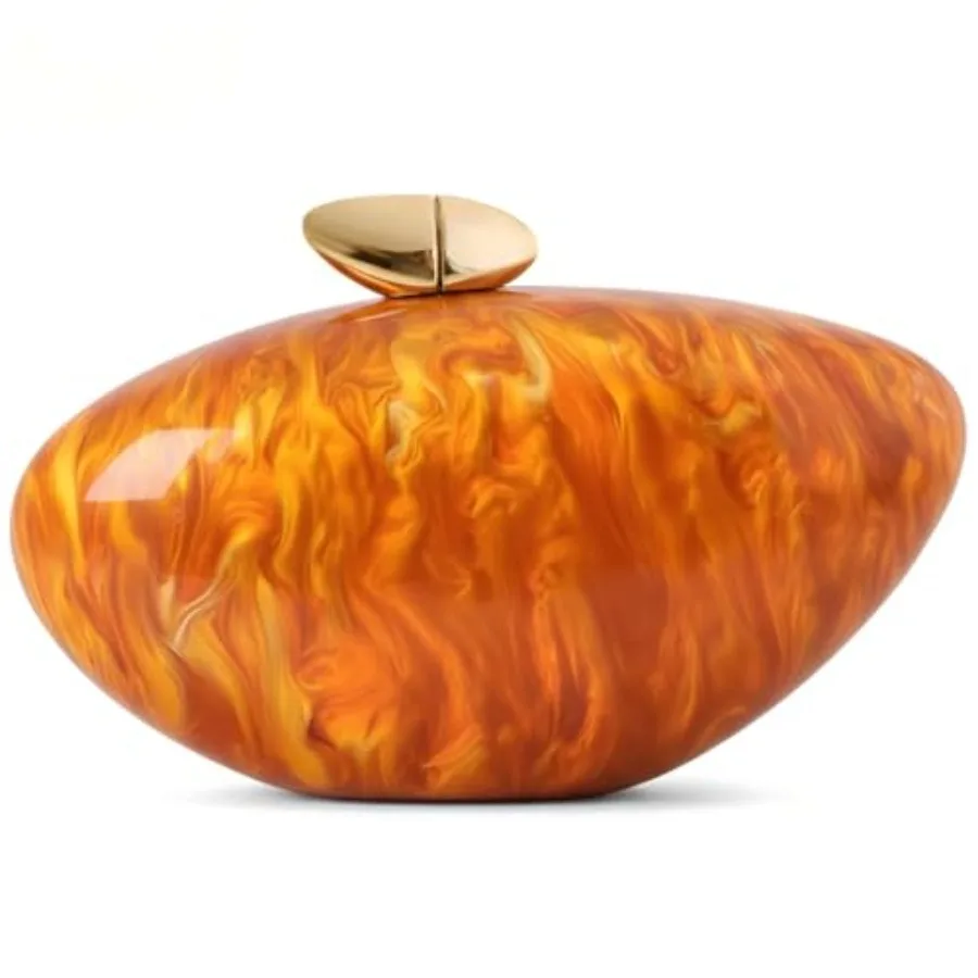 Acrylic Shell Clutch Purse for Women Marble Evening Bag with Magnetic Closure for Wedding Party