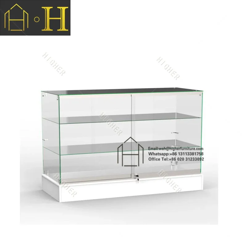 custom.Smoke Shop Product LED Showcase Fashion Design Colorful Base Glass Display Cabinet