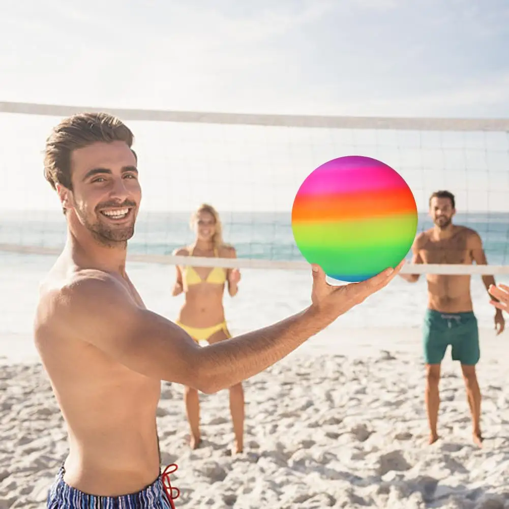 Pelota de playa inflable para niños, arcoíris, 9 pulgadas, actividades al aire libre, juegos de fútbol, piscina, patio de juegos