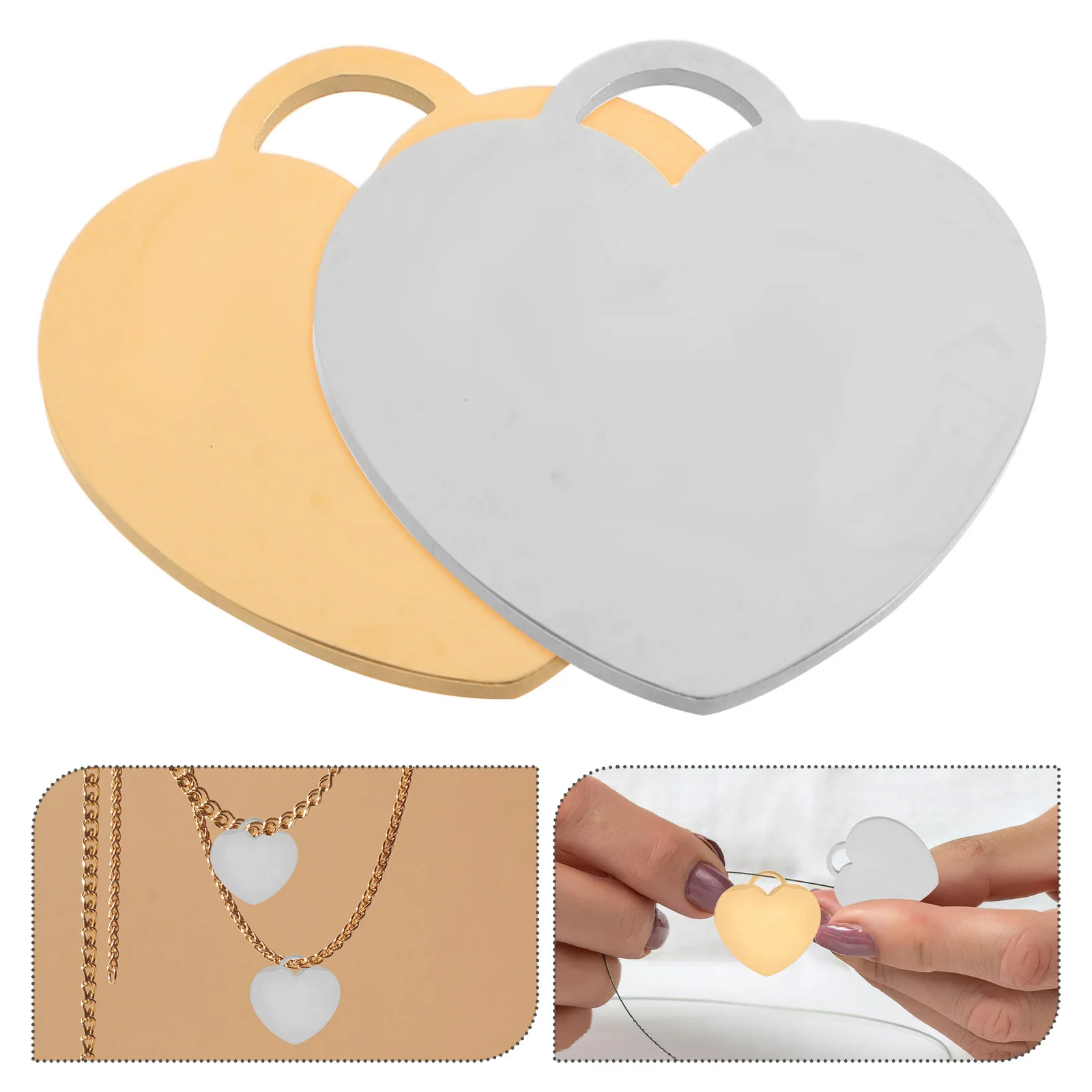 

20pcs Heart Shaped Pendants: Stainless Steel Blank Tags For Engraving Diy Jewelry Making Necklace Bracelet Earring Charms, Metal