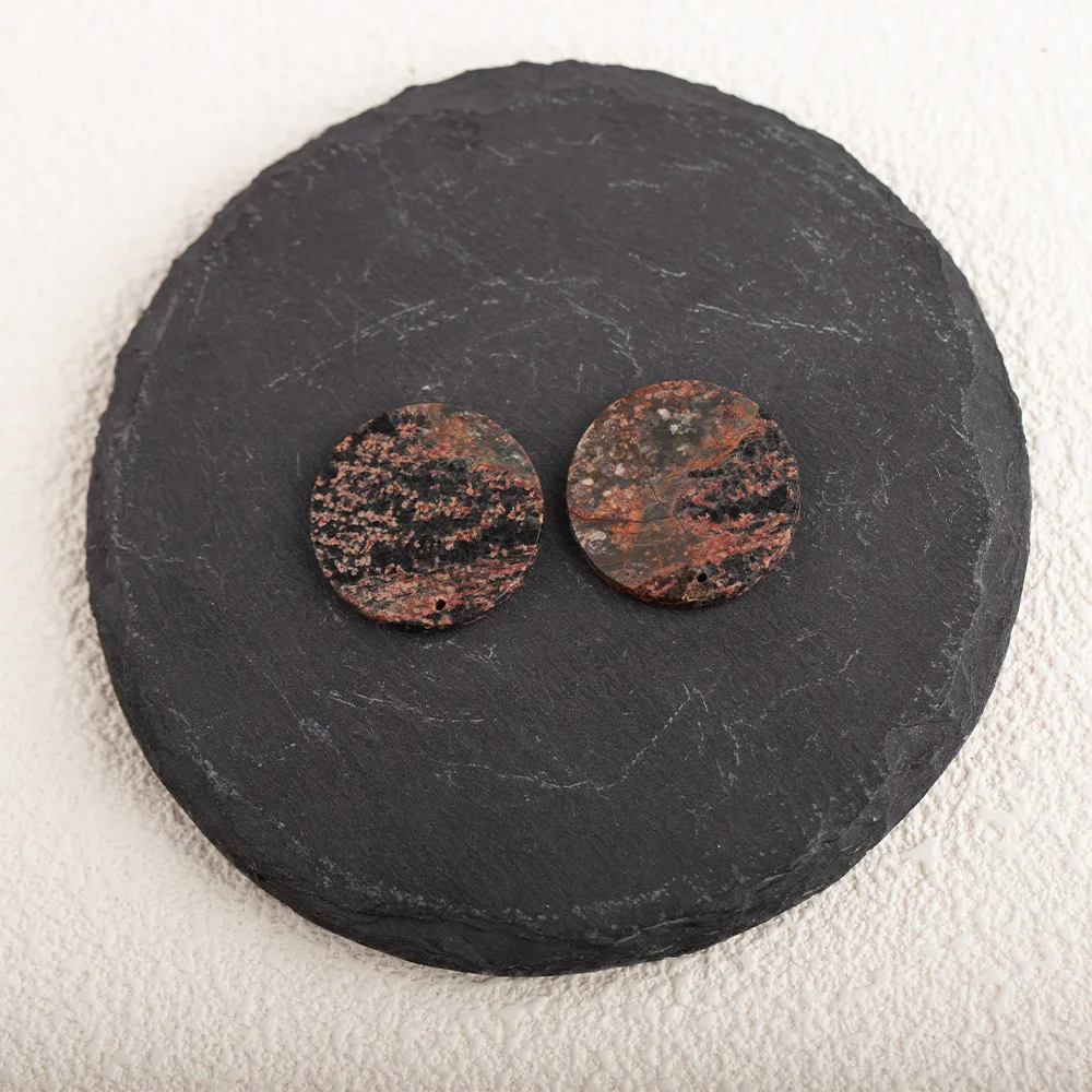 Natural Stone Snow Flake Obsidian Round Earrings Beads Fashion Jewelry Accessories For Women 34x29x3mm 6.1g