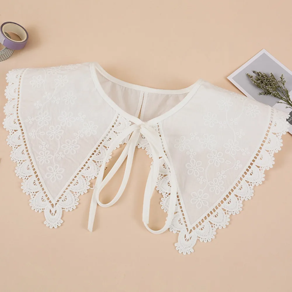 Detachable Lolita Jacquard Fake Collar Lace Ruffled Trim Double Layer Ruffles Shoulder Wrap Clothes Accessory Shawl Wrap Women