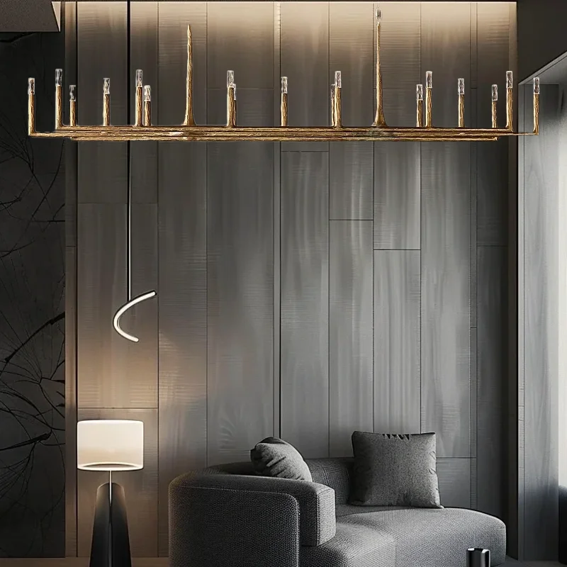 

Retro American Style Brass and Black Finish LED Chandelier Dimmable Suspension Light for Living Room Ceiling Lamp Luminaire