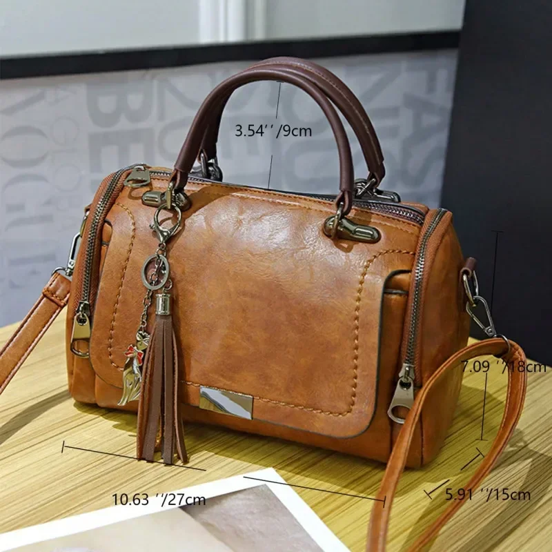 Torebka z frędzlami, damska torba na ramię o dużej pojemności, modna torba crossbody na zamek błyskawiczny z odpinanym paskiem
