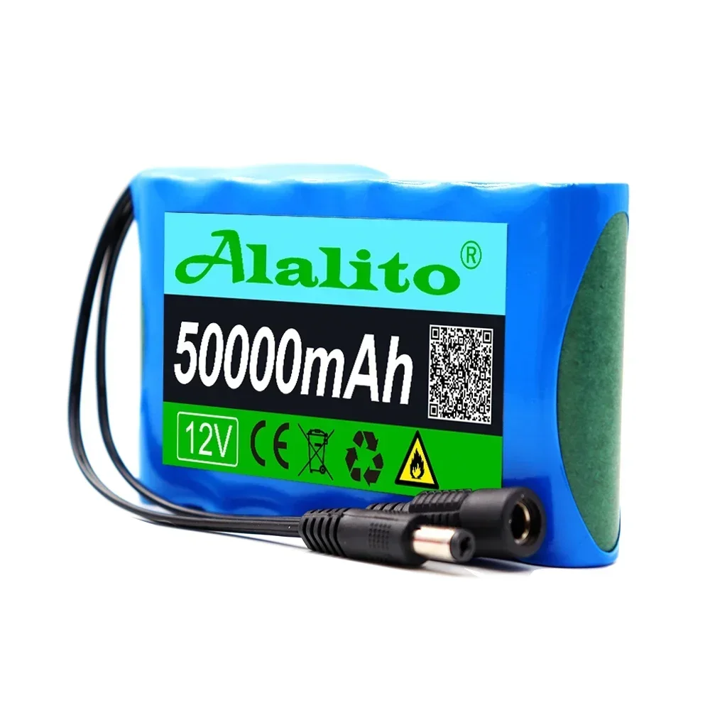 2024 Upgrade Rechargeable Battery 12V 50000mah Lithium Battery Pack Capacity DC 12.6V 50Ah CCTV Cam Monitor with Charger