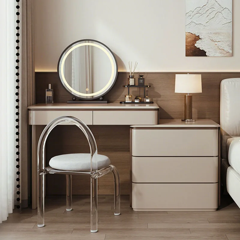 Wood Storage Vanity Table Drawers Organizer Cosmetics Modern Dressing Table Women Comfortable Penteadeira Lounge Suite Furniture