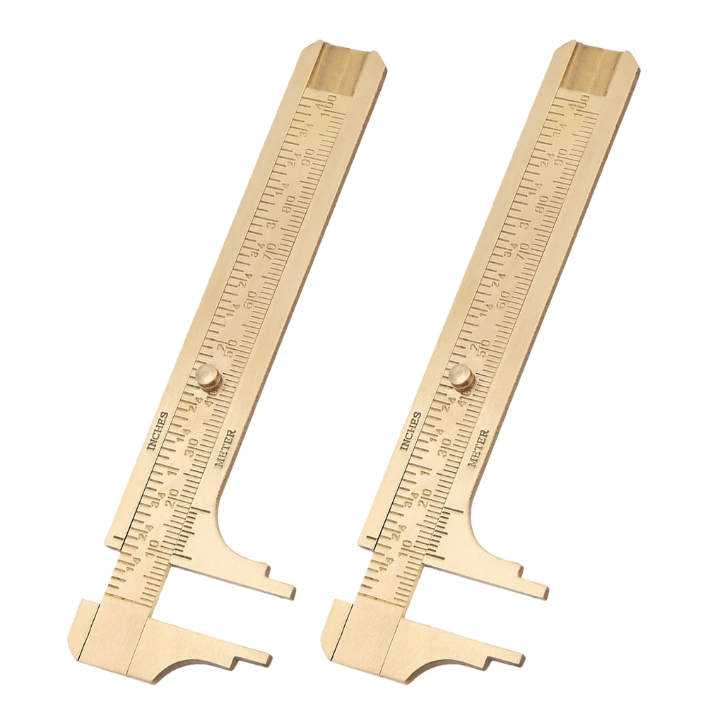 

2Pcs Miniature Brass Pocket Caliper Sliding Dual Scale Gauge Precision Engineering Ruler for Jewelry Making Wire Measurement