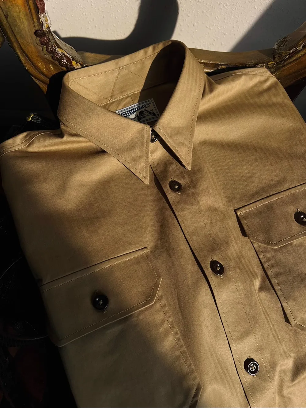 

Retro American HBT Fishbone Pattern M38 Officer's Shirt Khaki Workwear Pure Cotton Long Sleeve Breathable Standard Fit Men's ...