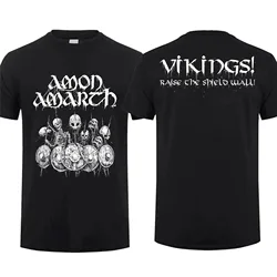 男性用の両面特大Tシャツ,ファッショナブルなTシャツ,amon shieldWall Black,Amarth,グラフィックユースクロス,ストリートウェア,S-4XL, 2023