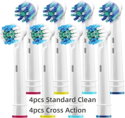 8pcs Electric Toothbrush Replacement Brush Heads For Oral B Professional Daily Clean and Cross Deep Clean Toothbrush Head