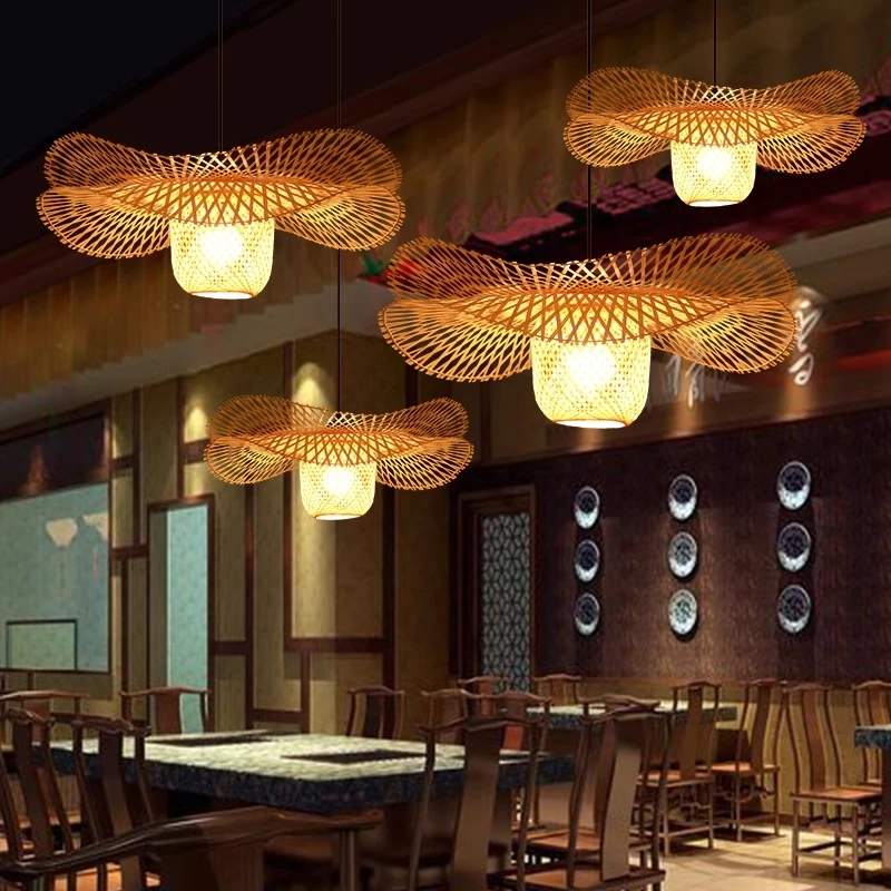 Imagem -02 - Luzes de Bambu Moderno Pendente Hanglamp Artesanal Iluminação para a Ilha da Cozinha Lustres do Restaurante Estilo Asiático