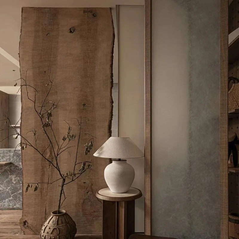 Medieval style wabi-sabi style solid wood board screen baffle B&B ash background art decoration board