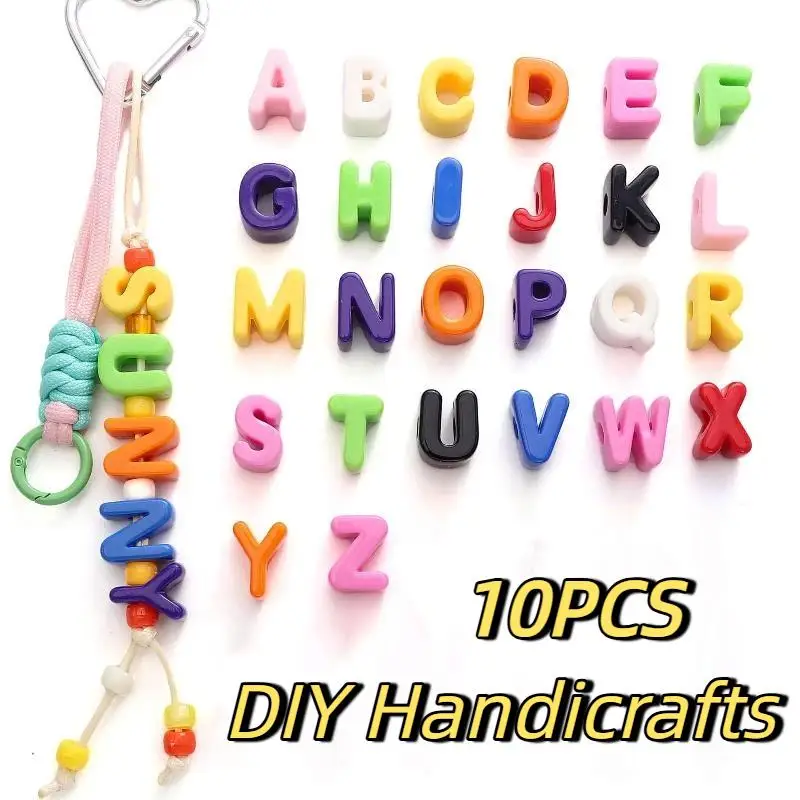 10Pcs Mixed Style Multi-Color Acrylic Letter Loose Beads for DIY Jewelry Making Friendship Bracelet Graduation Handmade Gift