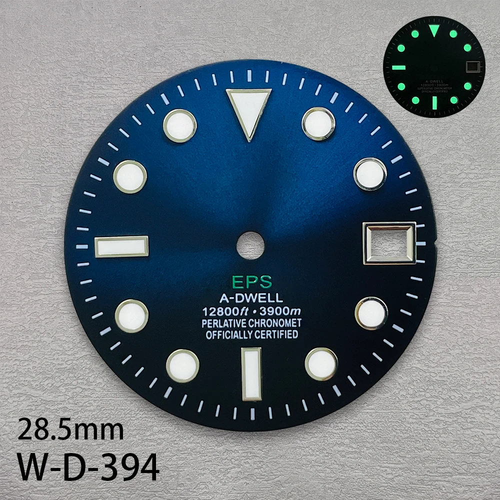 28.5mm S Logo SUB Blue Gradient Dial Fit NH35/NH36/4R/7S Japanese Movement Strong Green Luminous Watch Modification Accessories