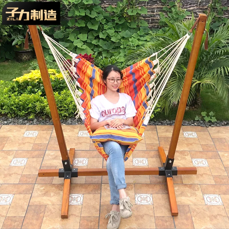 

Zili Outdoor Courtyard Solid Wood Swing Garden Carbonized Wood Rocker Chair Terrace Home Cradle Outdoor Swinging Balcony Hammock