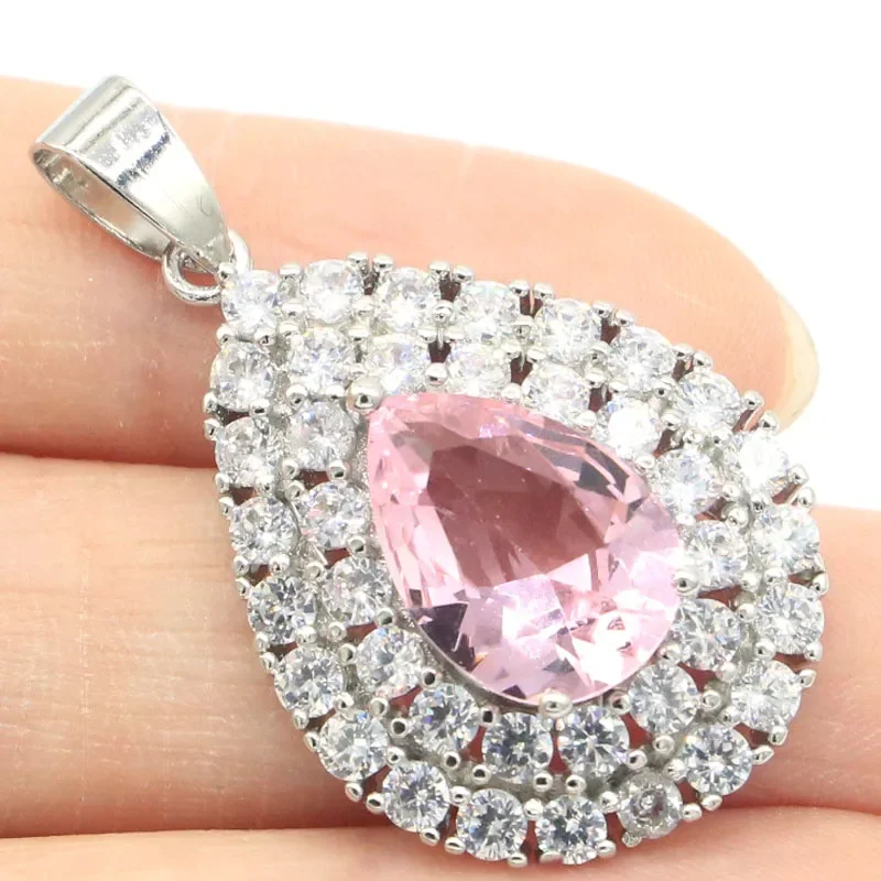 Buy 3 Get 1 Free 6g Real 925 Solid Sterling Silver Pendant Drop Shape Pink Kunzite Rich Blue Violet Tanzanite Green Peridot CZ