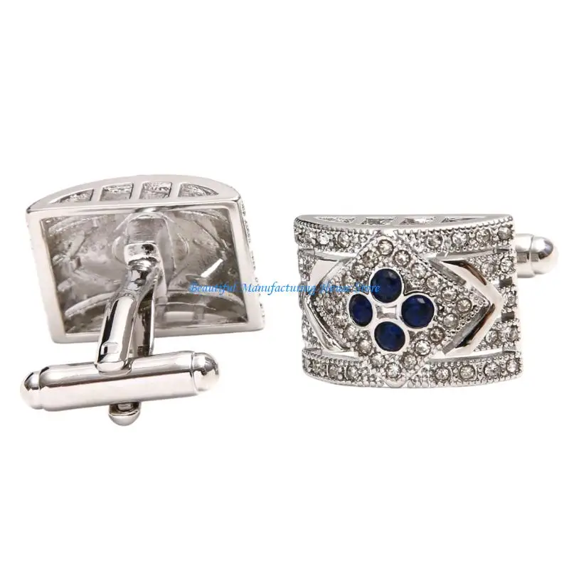 E56A Men's Stylish Professional Round Cufflinks Featuring Cubic Zirconia Stone in Vintage Designs for Business Event