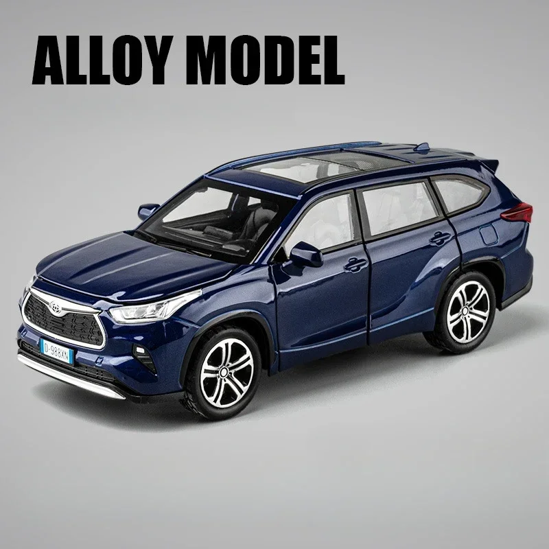 1/32 Highlander SUV Car Model Toy Zinc Alloy Diecast High Simulation Off Road Vehicles With Light Music Pull Back Toys For Child