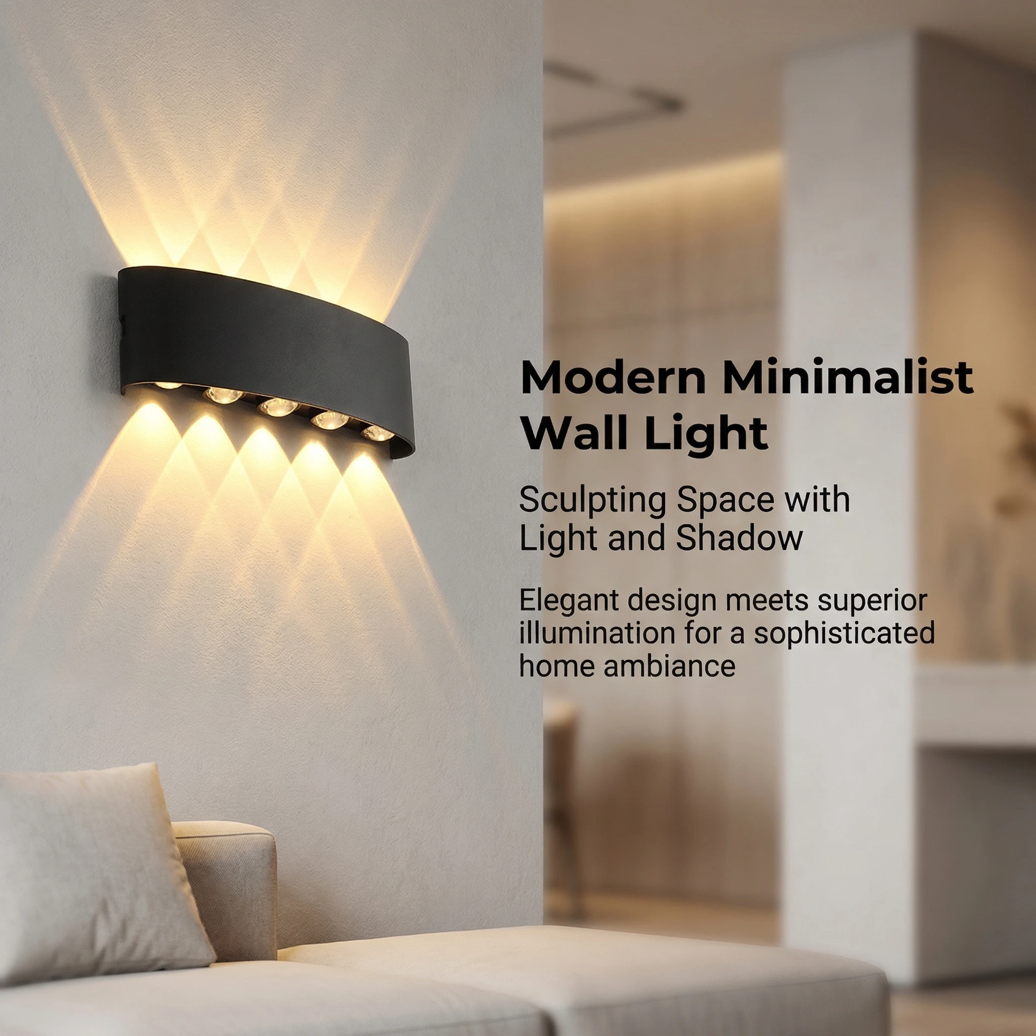 Lampu Dinding LED 2W/4W/6W/8W/10W Modern, Lampu Dinding Aluminium Hardwired, Lampu Dinding Hitam Model Up Down untuk Ruang Tamu