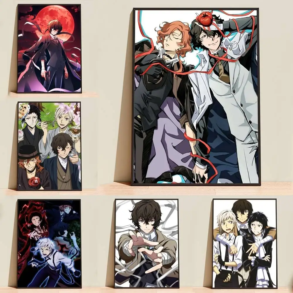 B-Bungo Stray Dogs Anine Poster Self-adhesive Waterproof Paper Sticker Coffee House Bar Room Wall Decor