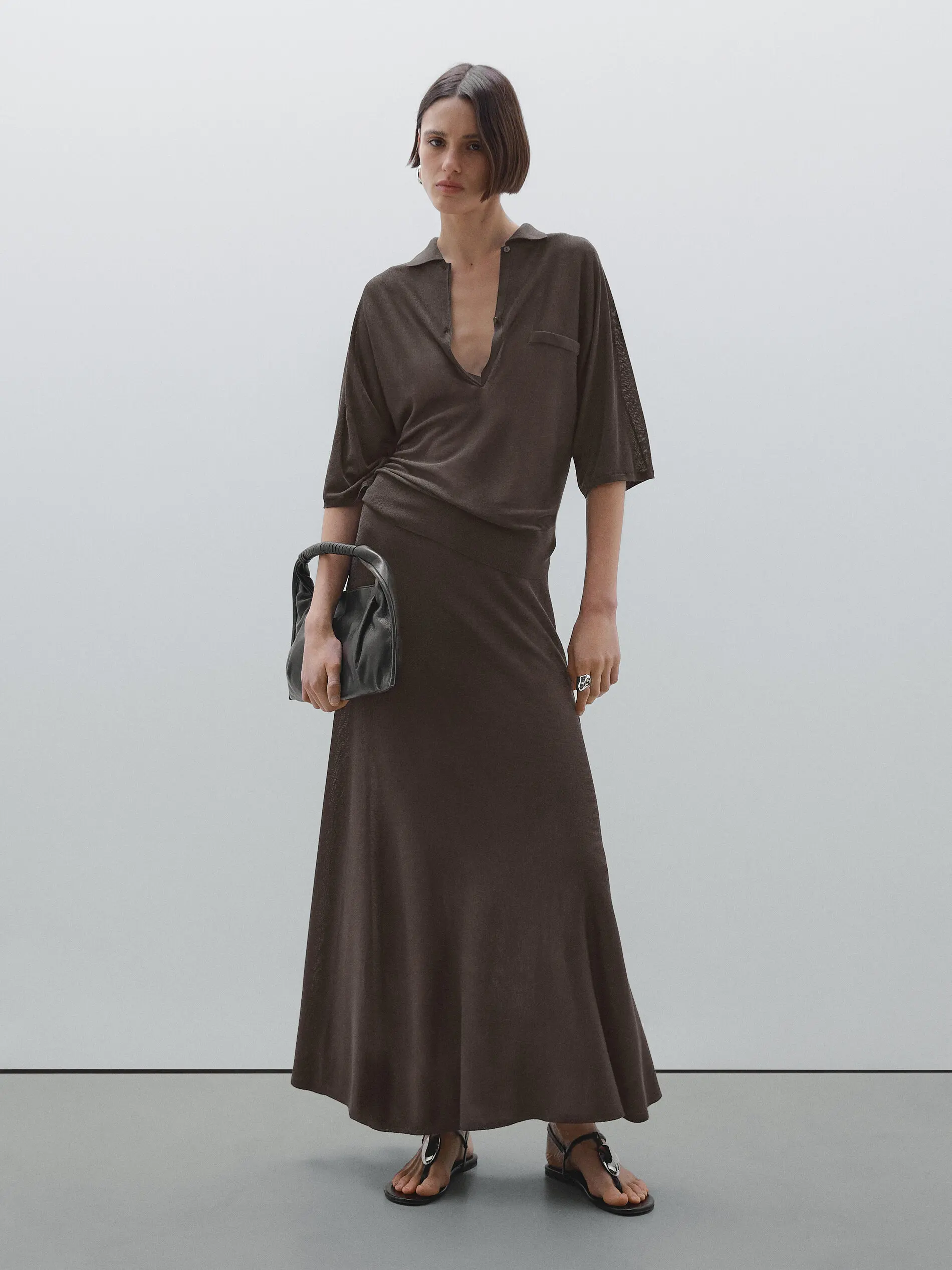 Ethereal MD 2025 massidutti autumn new style of Ladies' casual fashion wide pendulum mid-length skirt