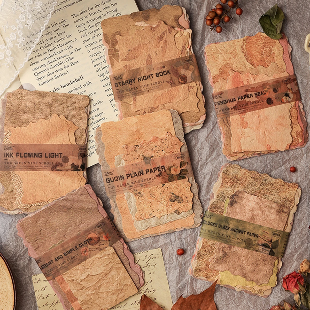 28pcs/pack Vintage Textured Decorative Paper, Creative Embossed Craft Design Paper, For Scrapbooking And Journal Decoration