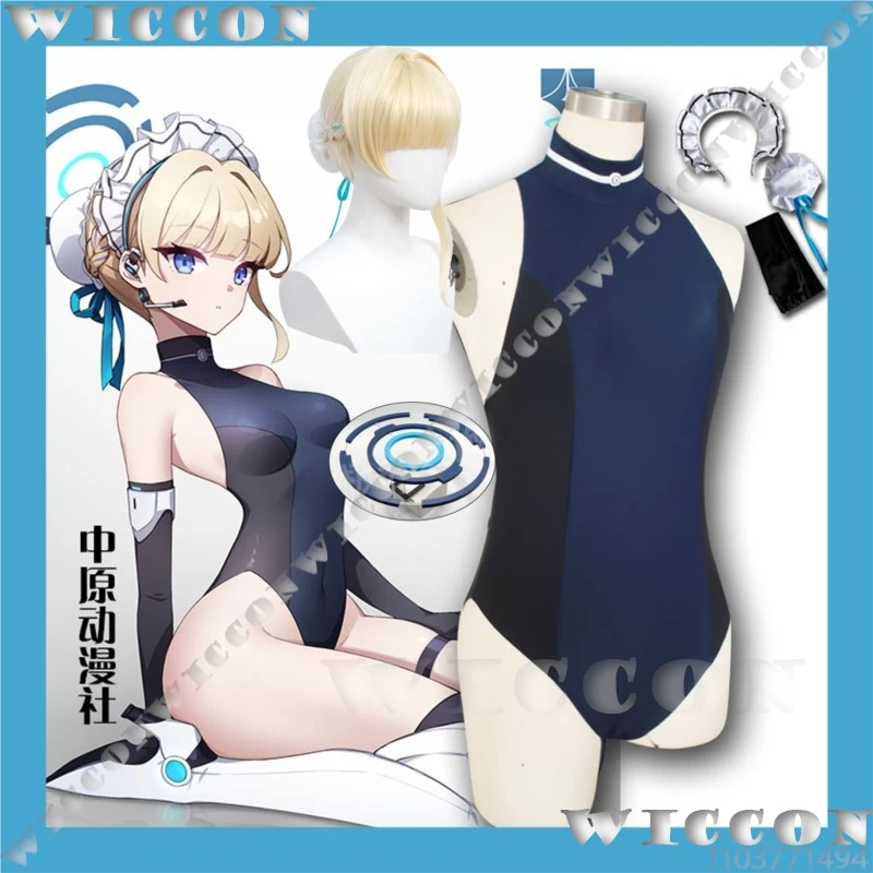 

Asuma Toki Swimsuit Game Blue Archive Косплей Темно-синий комбинезон Сексуальная одежда Женщина Девушка Купальный костюм Парик Головные уборы Хэллоуин Cos