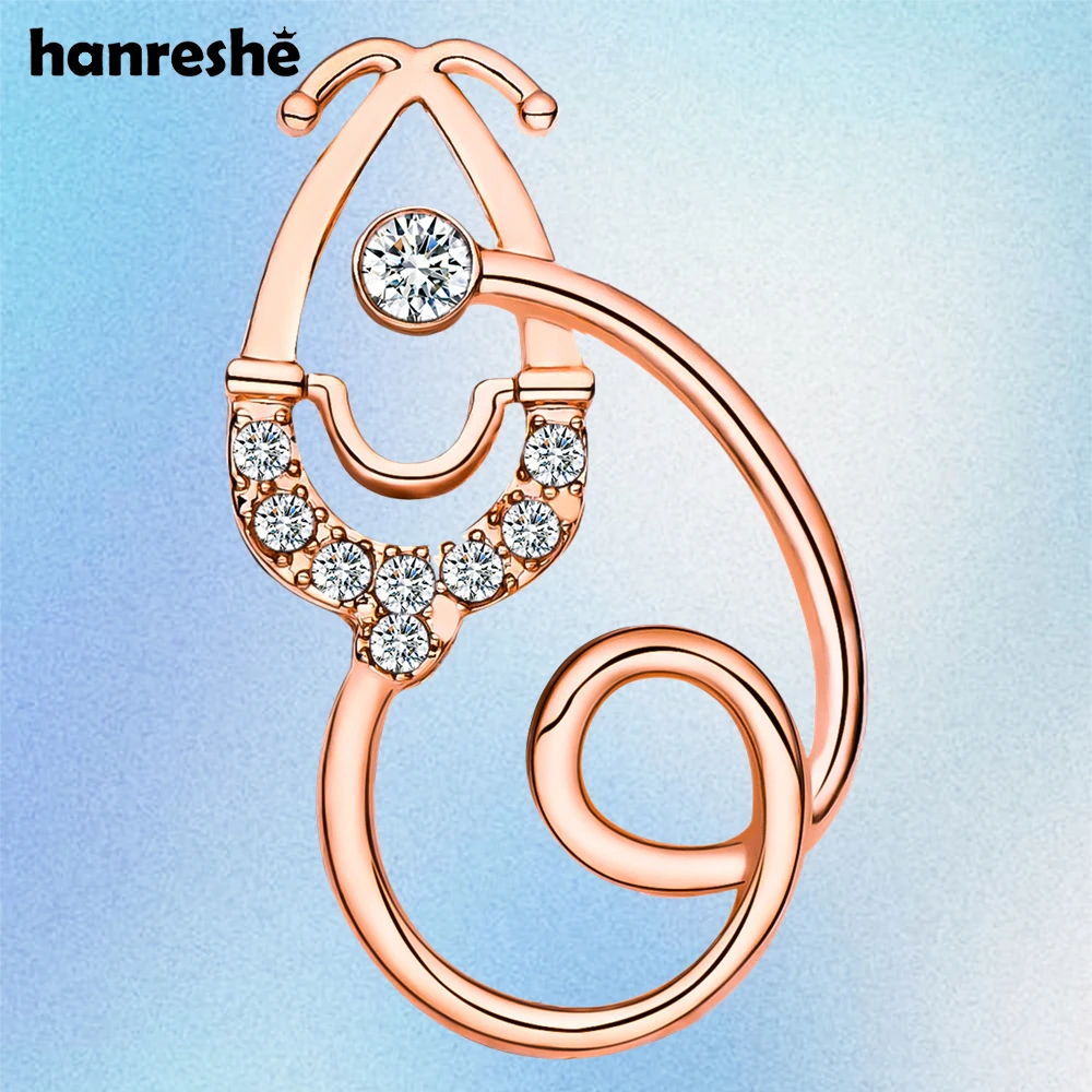 Hanreshe классическая инкрустированная кристаллами брошь-стетоскоп, медицинские роскошные булавки для рюкзака с лацканами, значок, медицинские украшения для врача и медсестры