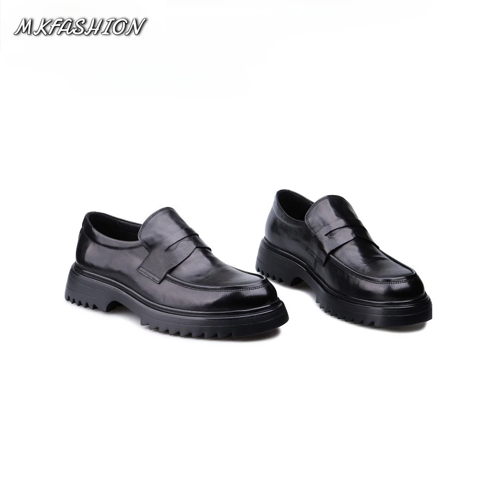 Genuine Cowhide Leather Loafers Men Breathable Casual Dress Shoes Comfortable Driving Moccasins