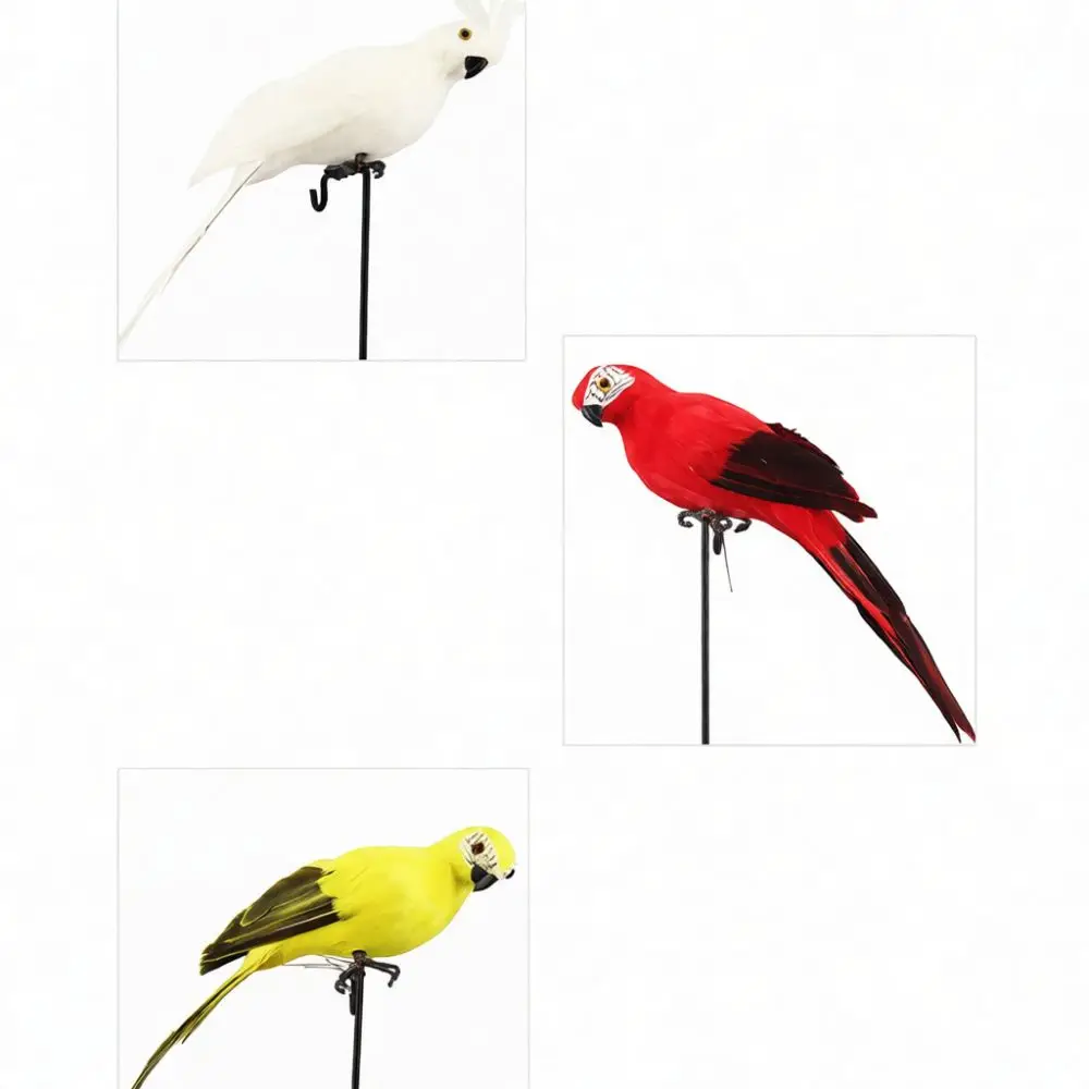 Simulation Feather Macaw Parrot Realistic Animal Craft Ornament For Home Living Room Wall Decor Window Display