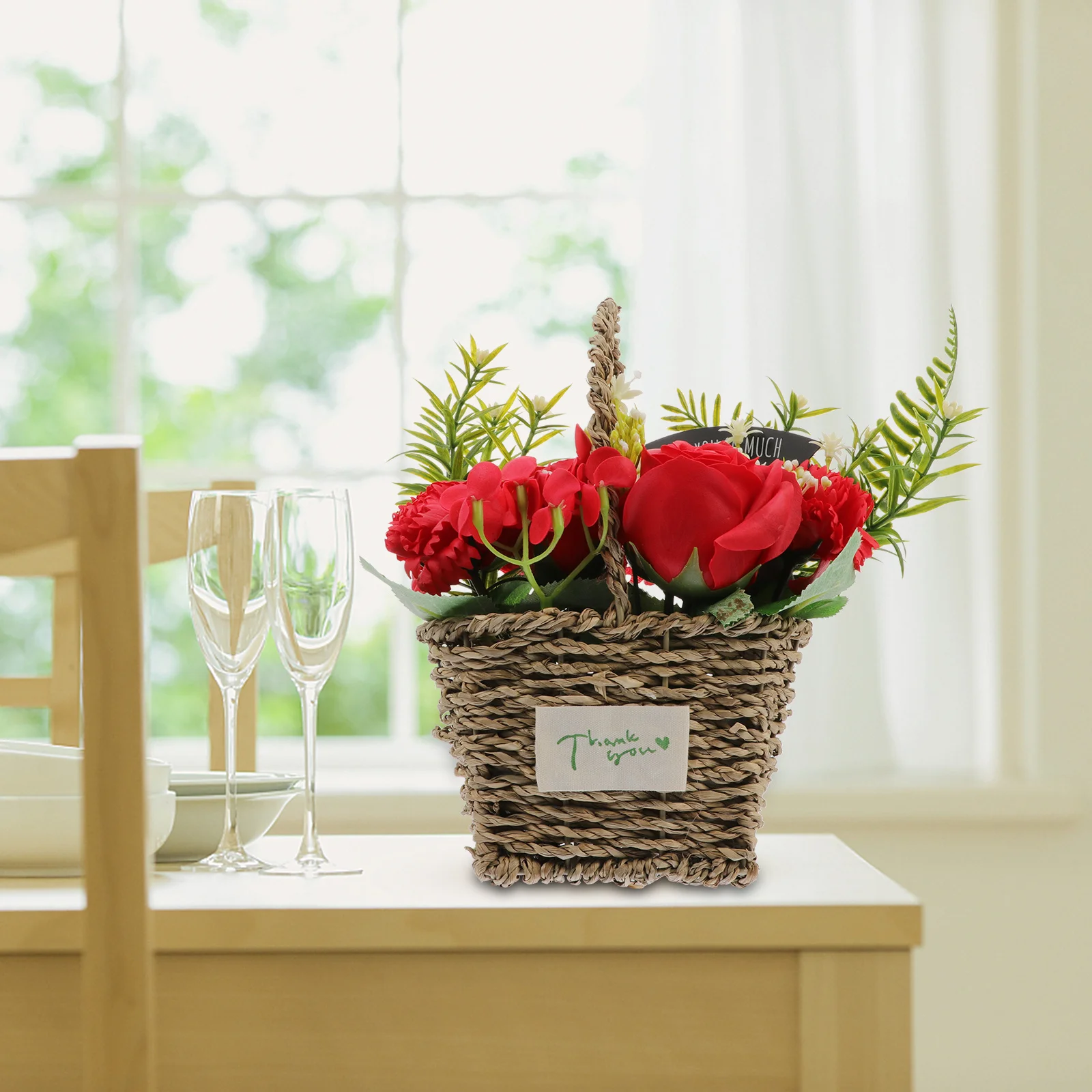 

Artificial Soap Rose Bouquet Handmade Hand Basket Eternal Love Gift Valentine Anniversary Wedding Soap Flower Rose Flower Petal