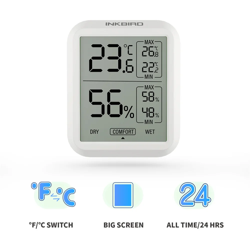 INKBIRD ITH-20 LCD termometro digitale igrometro temperatura interna misuratore di umidità sensore di temperatura e umidità ufficio casa