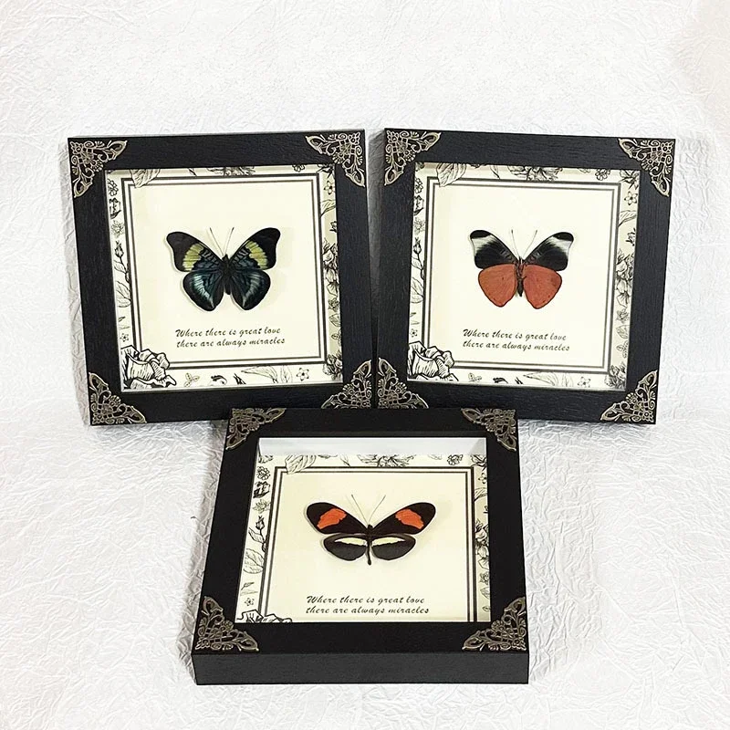 Butterfly retro solid wood black photo frame, decorative painting photo frame setting table, furniture decoration,birthday gifts