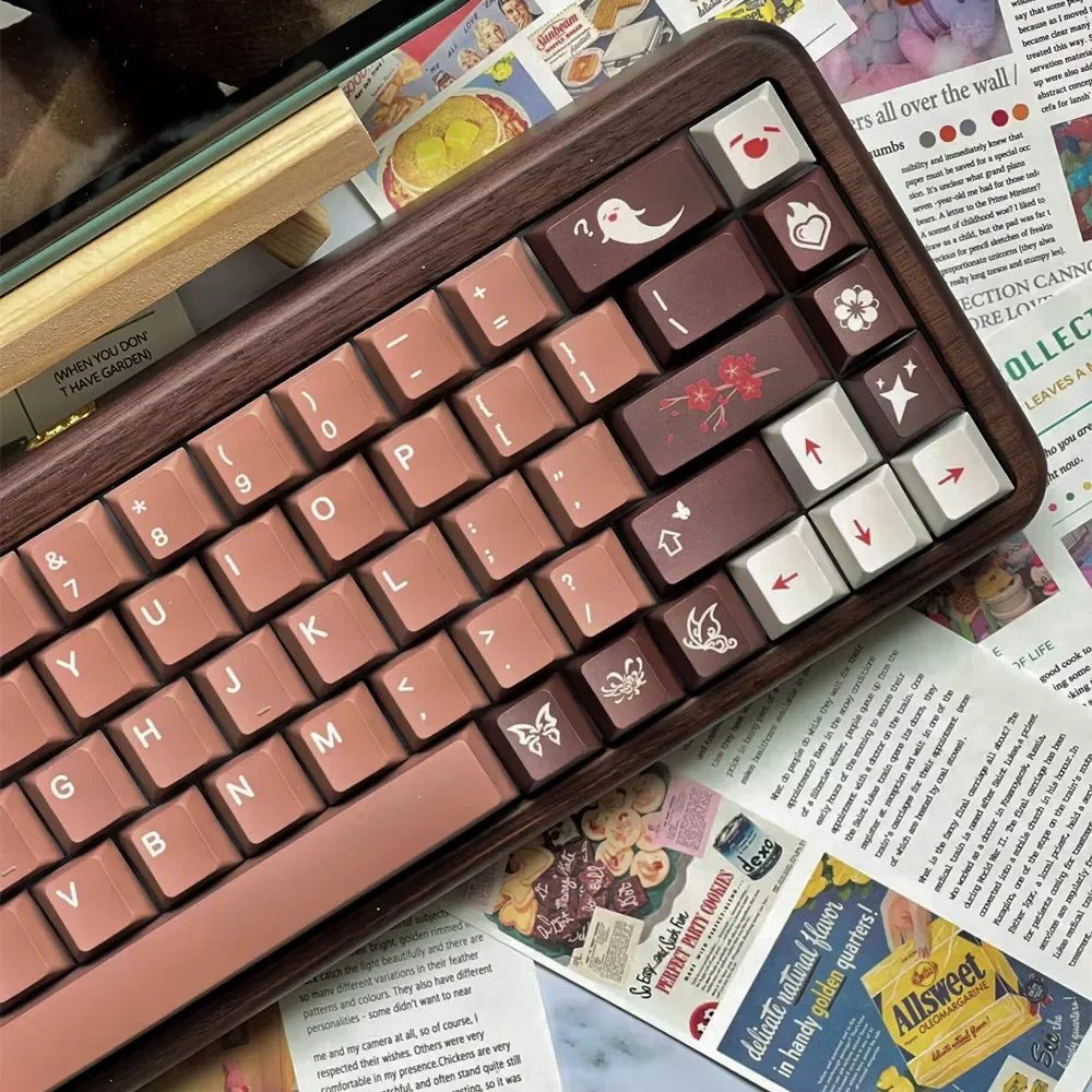 Walnut Color Keycap Original Design Cherry Profile PBT 140 Keys/Sets DYE Sub ANSI Layout For Outemu Kailh TTC Cherry MX Switch